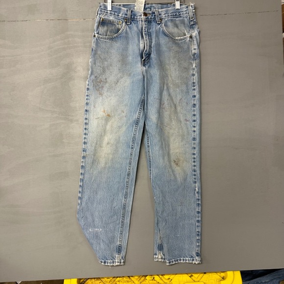 Carhartt Relaxed Fit Mens Light Wash Distressed Denim Jeans Size 32x32 - Picture 3 of 5